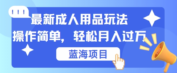 最新成人用品项目玩法，操作简单，动动手，轻松日入几张【揭秘】-一鸣资源网