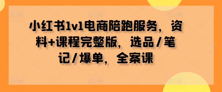 小红书1v1电商陪跑服务，资料+课程完整版，选品/笔记/爆单，全案课-一鸣资源网