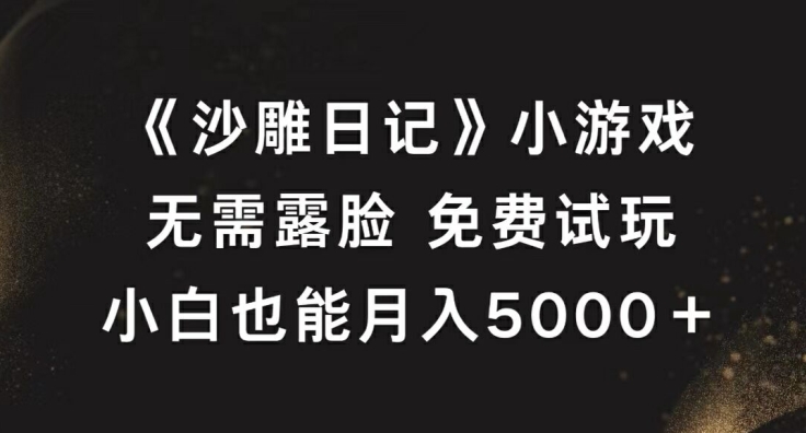 《沙雕日记》小游戏，无需露脸免费试玩，小白也能月入5000+【揭秘】-一鸣资源网