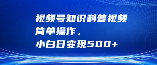 视频号知识科普视频，简单操作，小白日变现500+【揭秘】-一鸣资源网