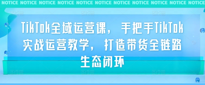 TikTok全域运营课，手把手TikTok实战运营教学，打造带货全链路生态闭环-一鸣资源网