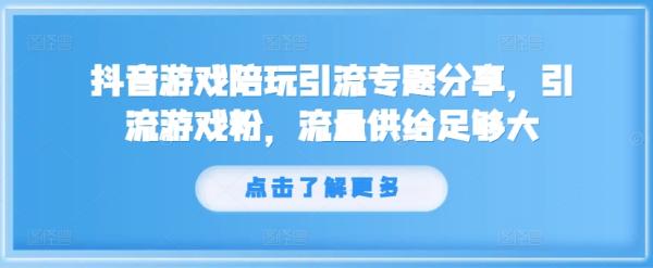 抖音游戏陪玩引流专题分享，引流游戏粉，流量供给足够大-一鸣资源网