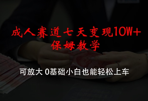 成人赛道七天变现10W+保姆教学，可放大，0基础小白也能轻松上车【揭秘】-一鸣资源网