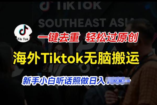 海外Tiktok短视频无脑搬运，一键去重轻松过原创，新手小白听话照做日入几张【揭秘】-一鸣资源网