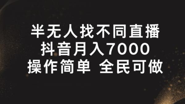 半无人找不同直播，月入7000+，操作简单 全民可做【揭秘】-一鸣资源网