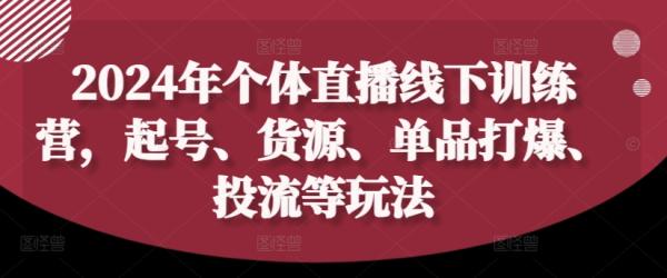 2024年个体直播训练营，起号、货源、单品打爆、投流等玩法-一鸣资源网