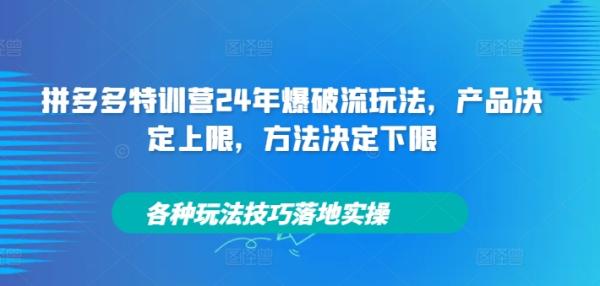 拼多多特训营24年爆破流玩法，产品决定上限，方法决定下限，各种玩法技巧落地实操-一鸣资源网