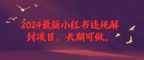 2024最新小红书违规解封项目，长期可做，一个可以做到退休的项目【揭秘】-一鸣资源网