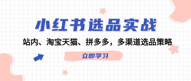 小红书选品实战：站内、淘宝天猫、拼多多，多渠道选品策略-一鸣资源网