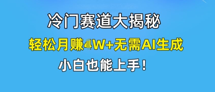 冷门赛道大揭秘，轻松月赚1W+无需AI生成，小白也能上手【揭秘】-一鸣资源网