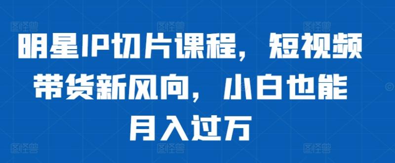 明星IP切片课程，短视频带货新风向，小白也能月入过万-一鸣资源网