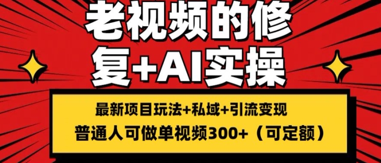 修复老视频的玩法，搬砖+引流的变现(可持久)，单条收益300+【揭秘】-一鸣资源网