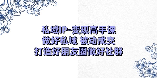 私域IP-变现高手课：做好私域 被动成交，打造好朋友圈做好社群（18节）-一鸣资源网