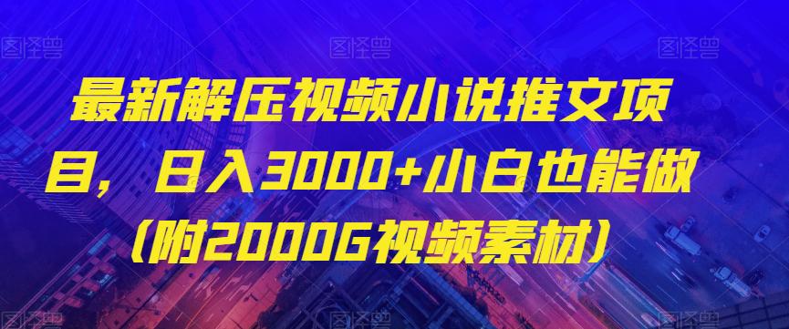 最新解压视频小说推文项目，日入3000+小白也能做（附2000G视频素材）【揭秘】-一鸣资源网