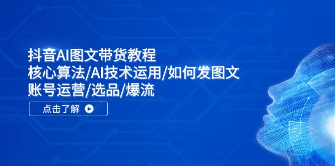 抖音AI图文带货教程：核心算法/AI技术运用/如何发图文/账号运营/选品/爆流-一鸣资源网