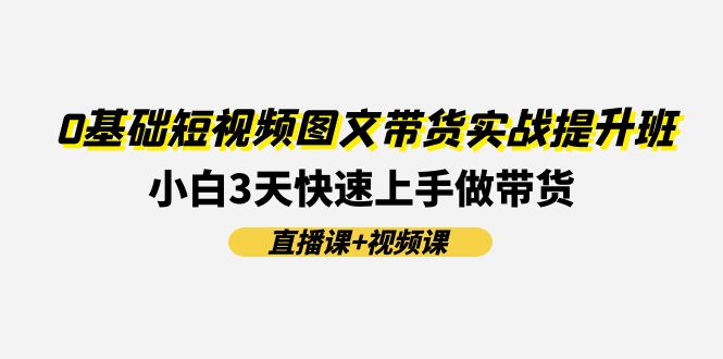 0基础短视频图文带货实战提升班(直播课+视频课)：小白3天快速上手做带货-一鸣资源网