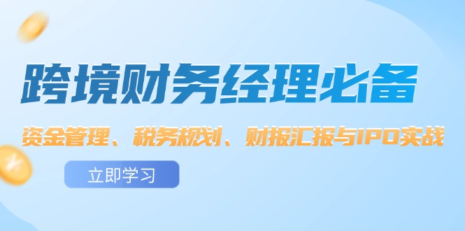 跨境 财务经理必备：资金管理、税务规划、财报汇报与IPO实战-一鸣资源网