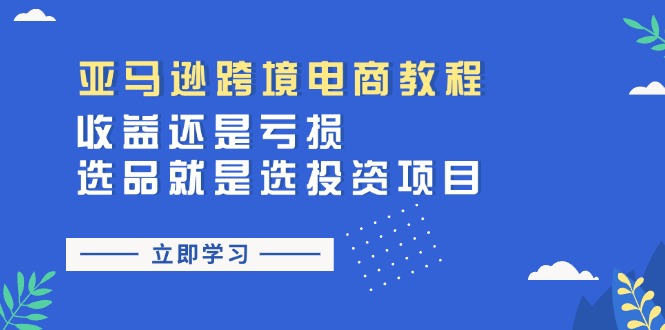 亚马逊跨境电商教程：收益还是亏损！选品就是选投资项目-一鸣资源网