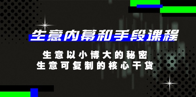 生意内幕和手段课程，以小博大的秘密，生意可复制的核心干货-20节-一鸣资源网