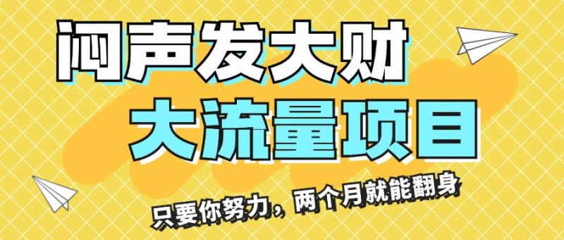 闷声发大财，大流量项目，月收益过3万，只要你努力，两个月就能翻身-一鸣资源网