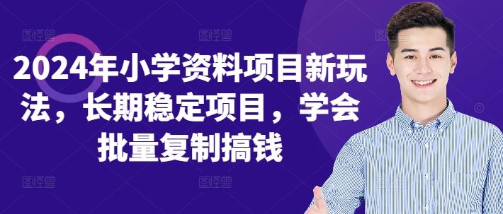 2024年小学资料项目新玩法，长期稳定项目，学会批量复制搞钱-一鸣资源网