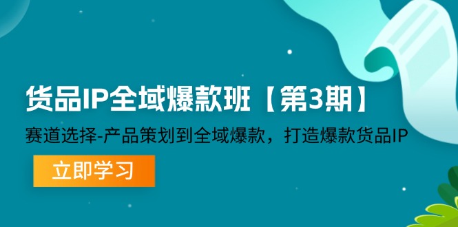 货品IP全域爆款班【第3期】赛道选择-产品策划到全域爆款，打造爆款货品IP-一鸣资源网