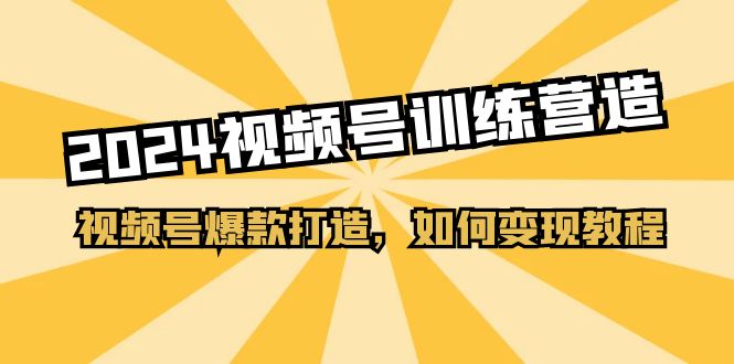 2024视频号训练营，视频号爆款打造，如何变现教程（20节课）-一鸣资源网