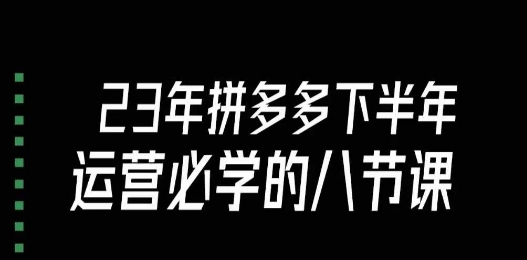 拼多多运营进阶必学，大牙带你掌握23年下半年的高级课程（共18节-一鸣资源网