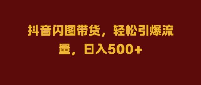 抖音闪图带货，轻松引爆流量，日入几张【揭秘】-一鸣资源网