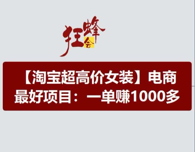 淘宝超高价女装项目，电商更好赛道，一单赚1000多-一鸣资源网