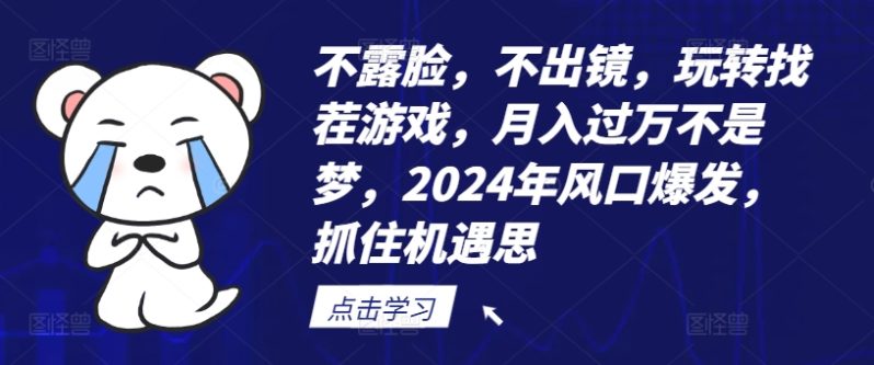 不露脸，不出镜，玩转找茬游戏，月入过万不是梦，2024年风口爆发，抓住机遇【揭秘】-一鸣资源网