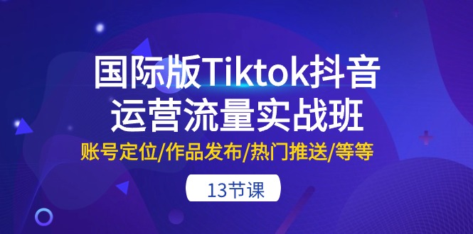国际版Tiktok抖音运营流量实战班：账号定位/作品发布/热门推送/等等-13节-一鸣资源网