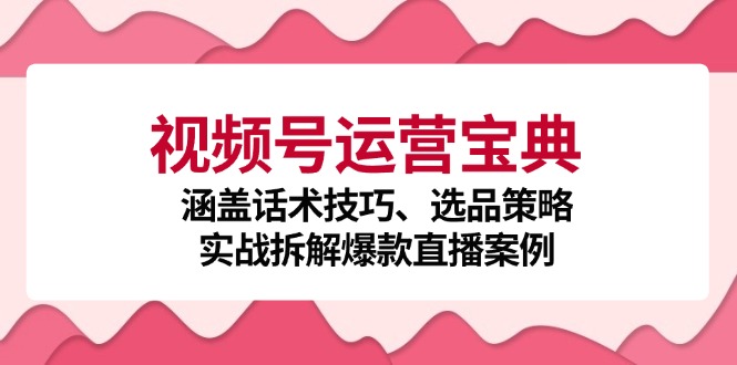 视频号运营宝典：涵盖话术技巧、选品策略、实战拆解爆款直播案例-一鸣资源网