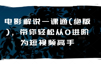 电影解说一课通(绝版)，带你轻松从0进阶为短视频高手-一鸣资源网