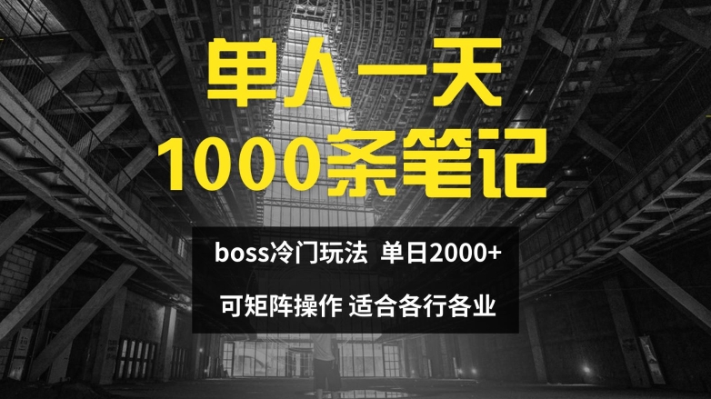 单人一天1000条笔记，日入2000+，BOSS直聘的正确玩法【揭秘】-一鸣资源网