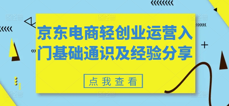 京东电商轻创业运营入门基础通识及经验分享-一鸣资源网