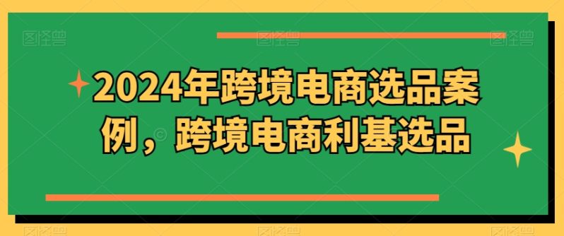 2024年跨境电商选品案例，跨境电商利基选品（更新）-一鸣资源网